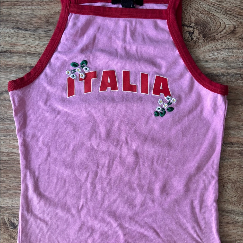 Forever 21 Pink Tank Top with Red Trim